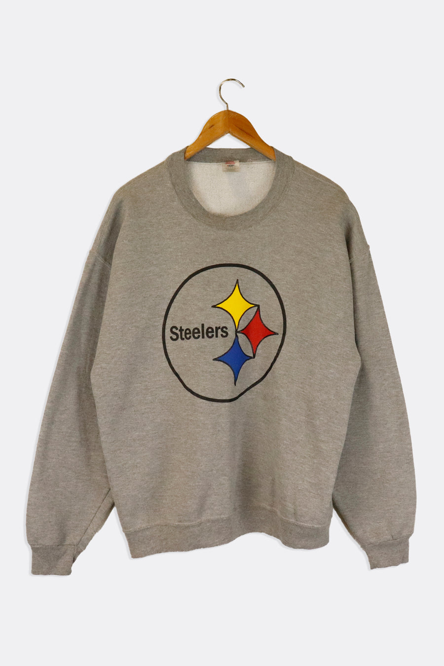 Vintage NFL Pittsburgh Steelers Simple Circle Logo Vinyl Sweatshirt Sz L