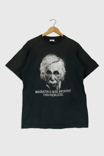 Vintage Albert Einstein 'Imagination Is More Important' T Shirt Sz L