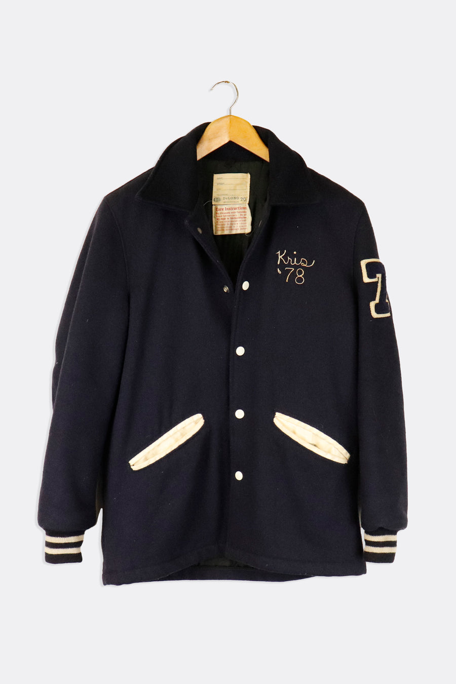 Vintage 1978 Varsity Valley View Spartants Emroidered Name Kris Wool Button Up Outerwear