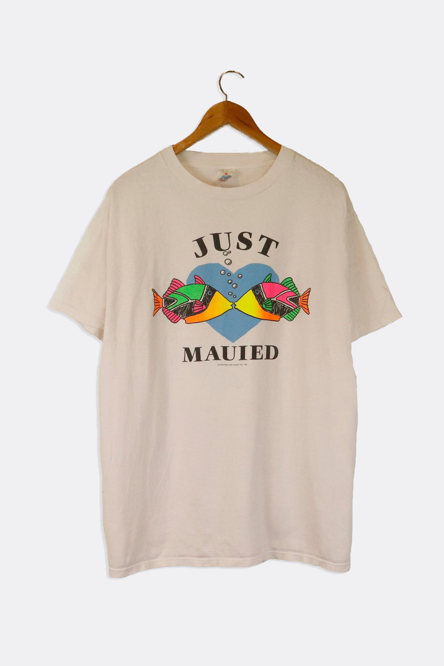 Vintage 1989 Maui Bay Shirt Fish Kiss Graphic T Shirt Sz XL