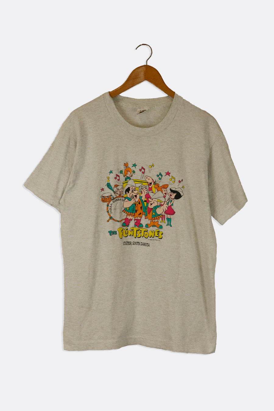 Vintage 1993 The Flinstones Custer South Dakota Graphic T Shirt Sz L