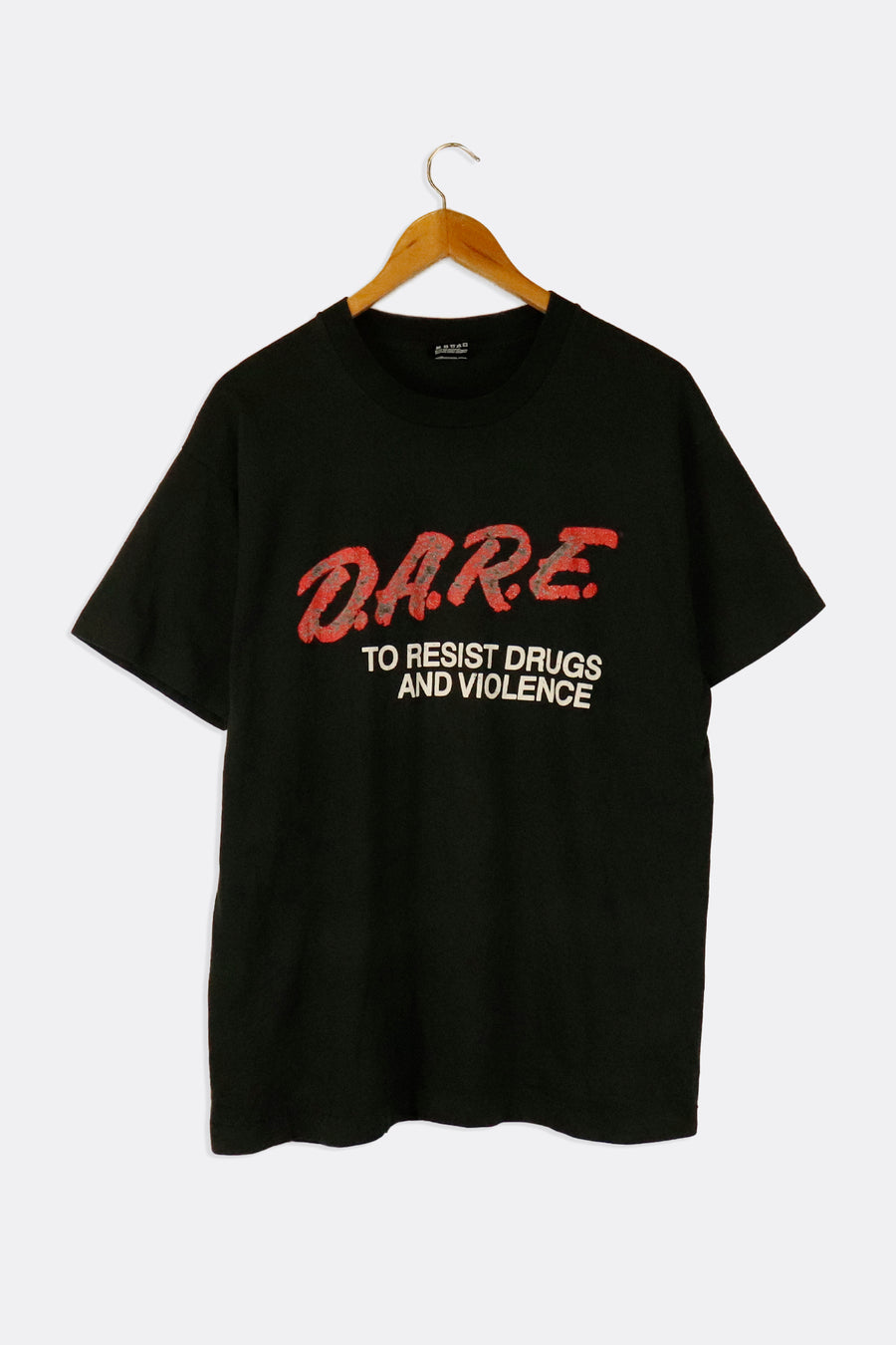 Vintage D.A.R.E. To Resist Drugs And Violence Distressed Vinyl Lettering T Shirt Sz L