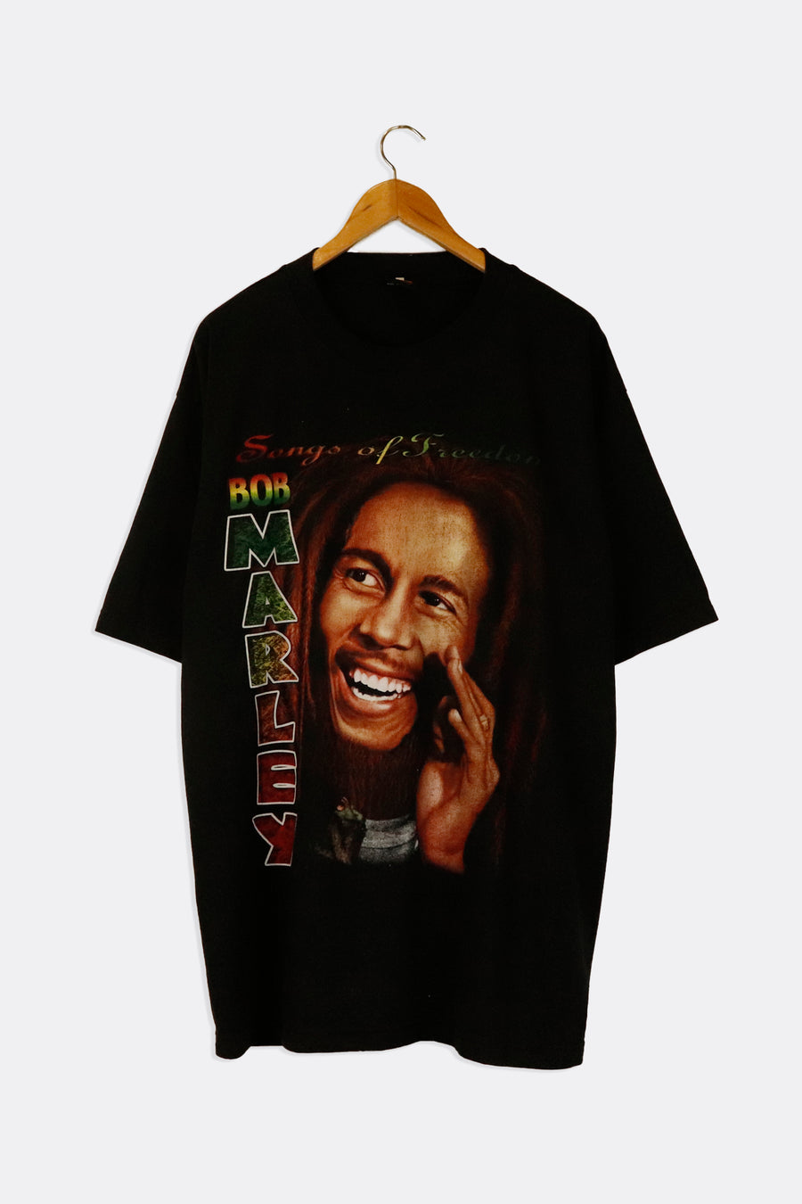 Vintage Bob Marley Songs Of Freedom Colored Graphic On Front Black And White On Back T Shirt Sz 2XL