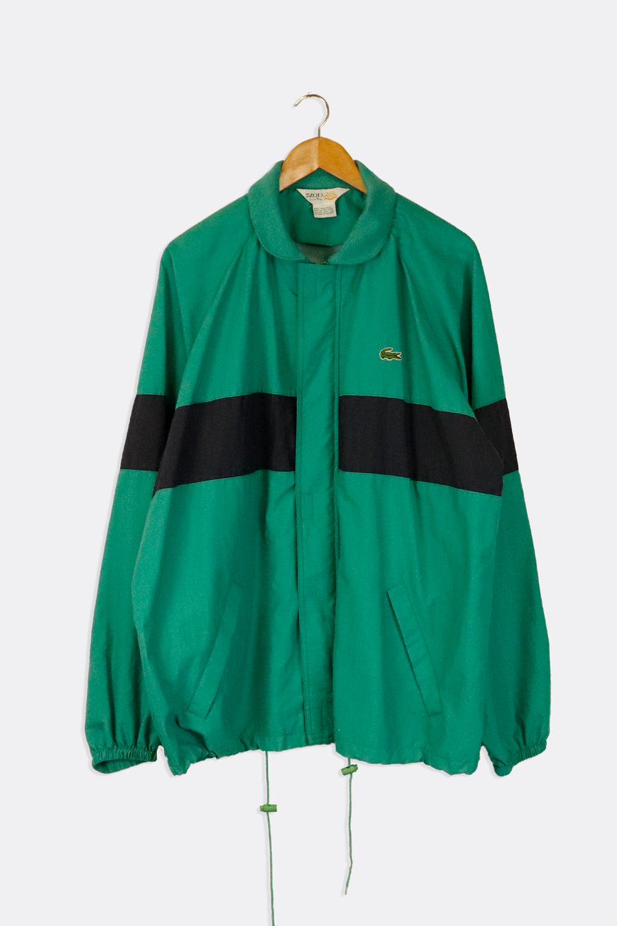 Vintage Lacoste Logo Zod Club Full Zip Drawstring Waist Lightweight Jacket Sz XL