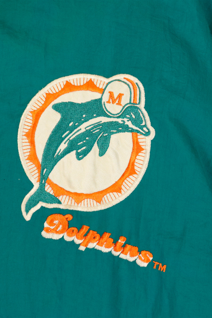 Vintage Nfl Miami Dolphins Full Zip Reversable Embroidered Patches Puff Jacket Quarter Collar Jacket