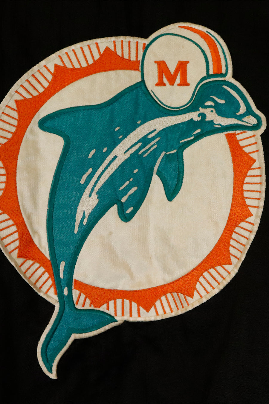 Vintage Nfl Miami Dolphins Full Zip Reversable Embroidered Patches Puff Jacket Quarter Collar Jacket