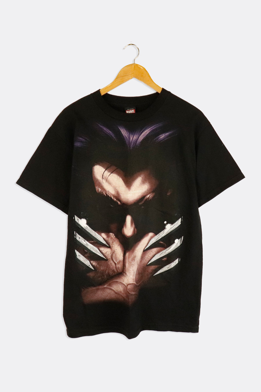 Vintage Marvel Wolverine Hands Crossed With Claws Out Shadowed Face Close Up Vinyl T Shirt Sz M