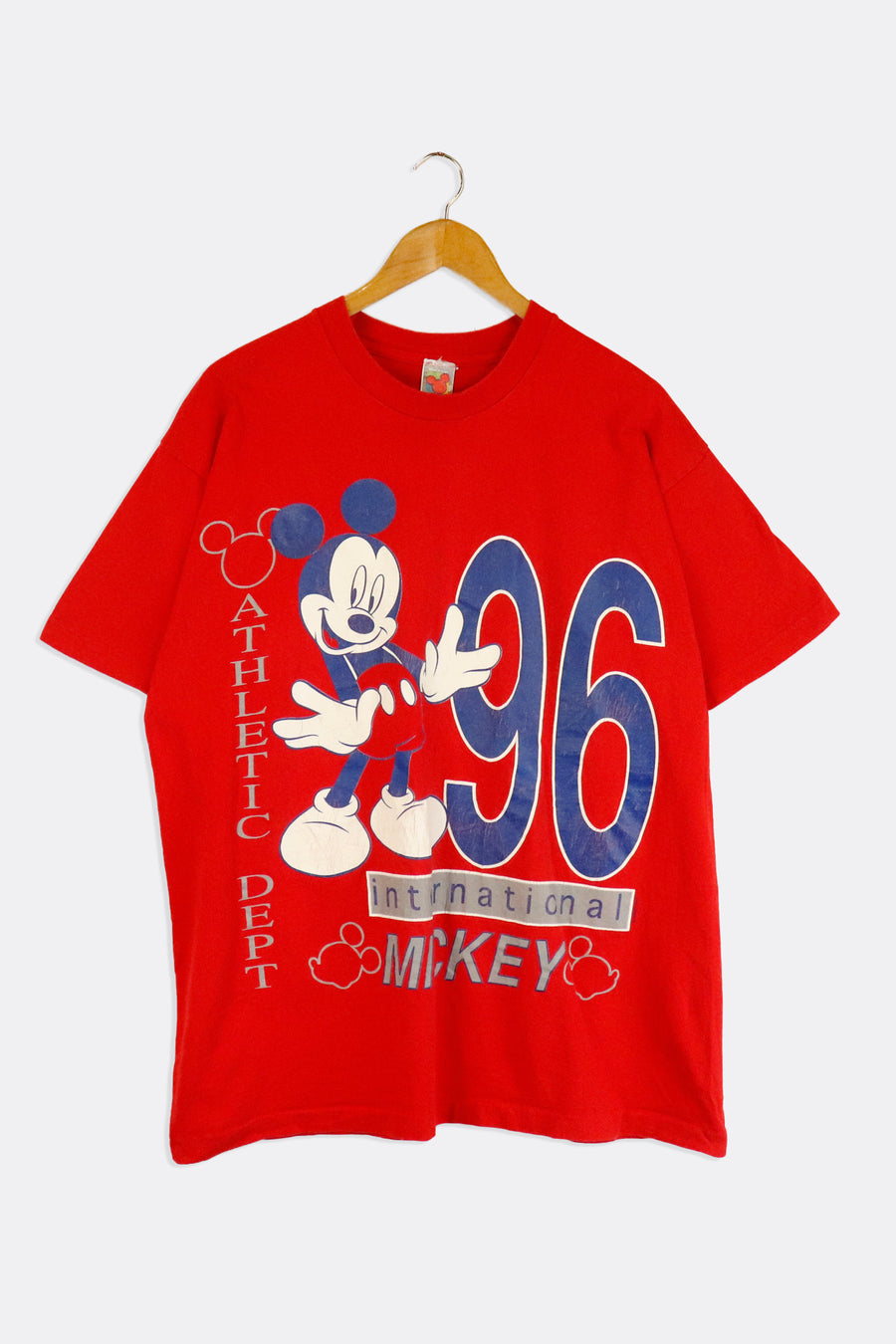 Vintage Disney Athletic Department International Mickey Number 96 Mickey Mouse In Blue Tones Vinyl T Shirt