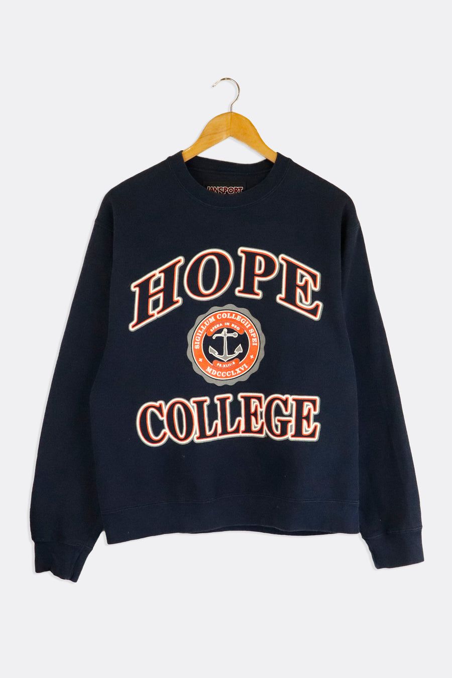 Vintage Hope College Varsity Orange And White Outlined Font Circle Logo Vinyl Sweatshirt Sz S