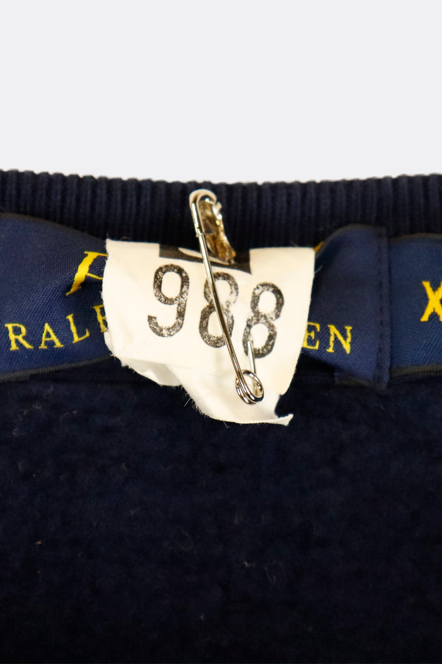 Vintage Ralph Lauren Polo Simple Navy Pullover Yellow Embroidered Logo Sweatshirt Sz XL