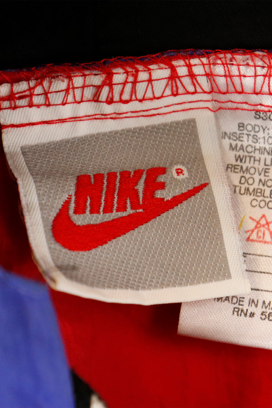 Vintage Nike Half Zip Red Black And Navy Colour Block Windbreaker Kangaroo Pouch Pocket Hooded Outerwear Sz M