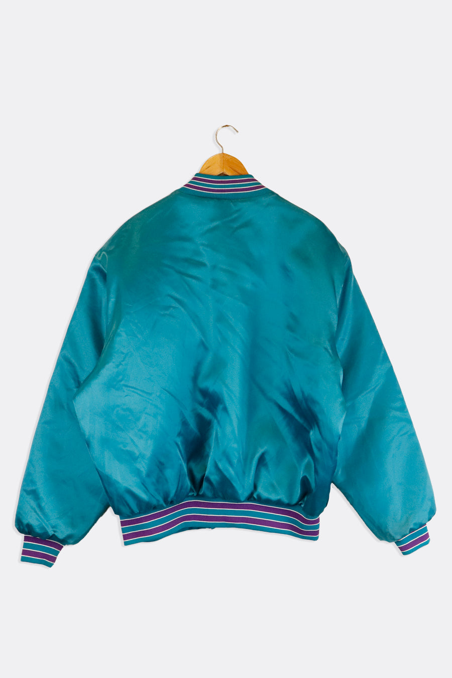 Vintage NBA Charlotte Hornets Full Button Up Small Embroidered Logo Stripped Collar And Cuffs Outerwear Sz XL