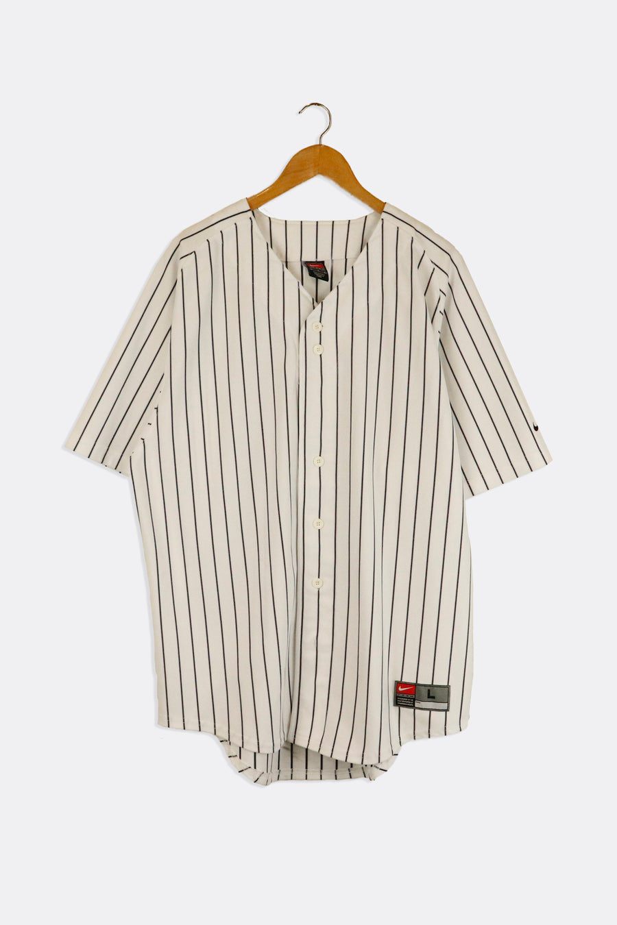 Vintage Nike Baseball Style Jersey Striped Black And White Outerwear Sz L
