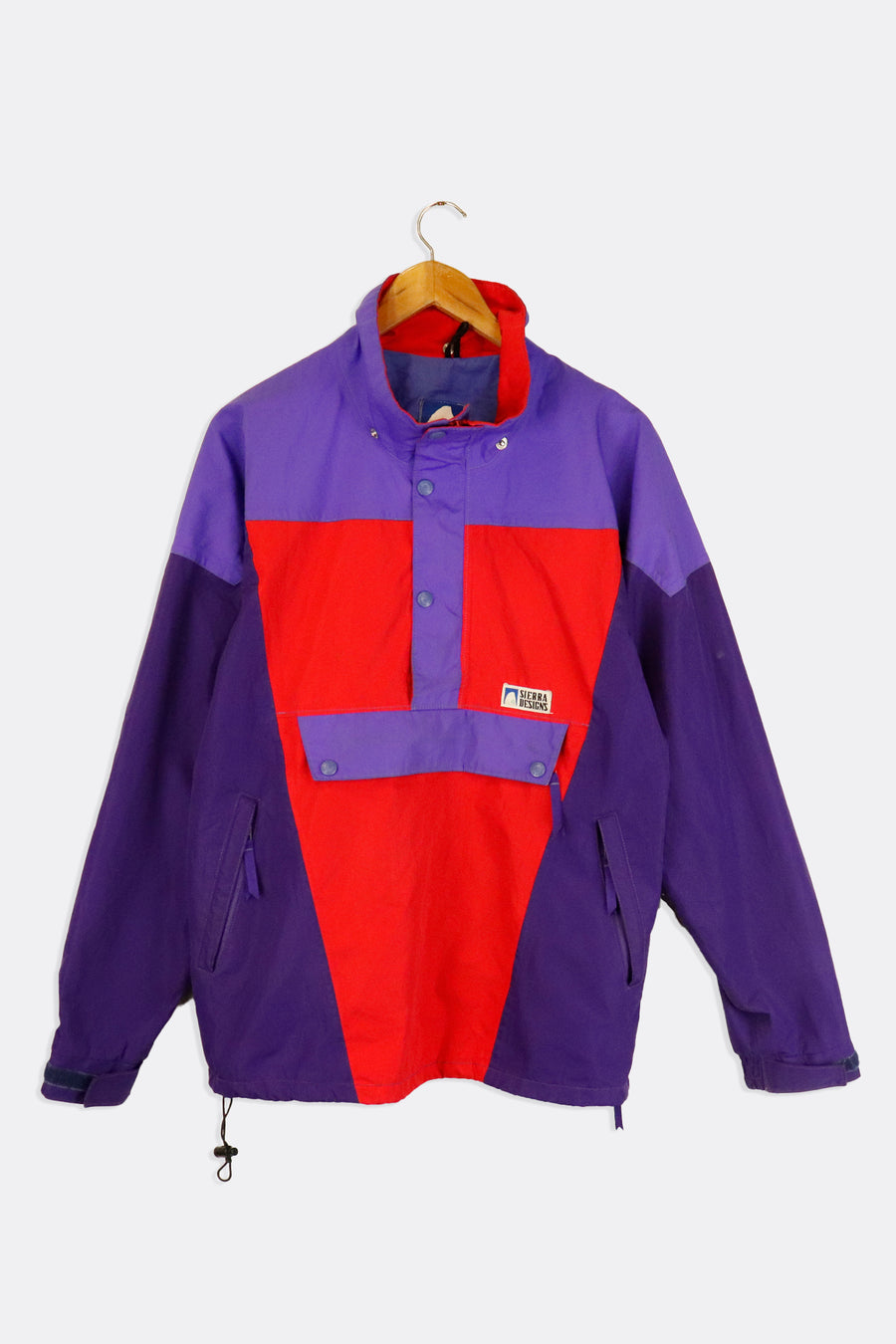 Vintage Sierra Designs Half Zip Purple And Red Colour Block Kangaroo Pouch Outerwear Sz M