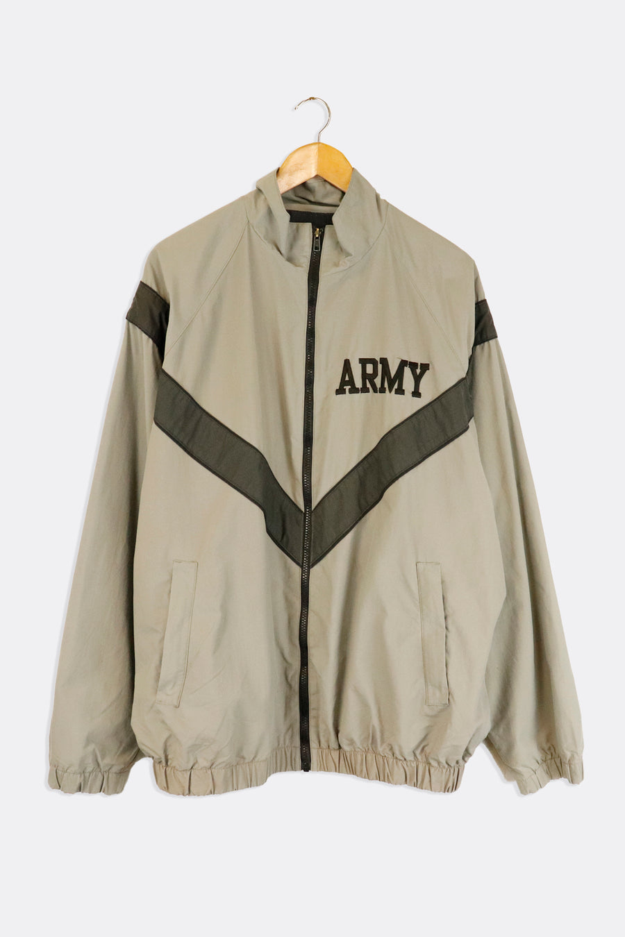 Vintage Army Full Zip Embroidered Chevron Striped Rain-jacket Outerwear