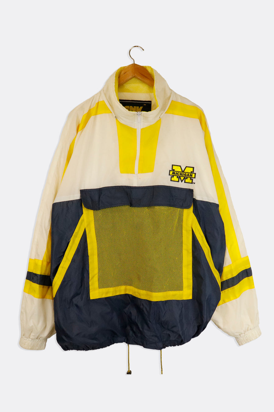 Vintage Michigan State Quarter State Large Kangaroo Pouch With Mesh Multicoloured Embroidered Warm Up Jacket Outerwear Sz XL