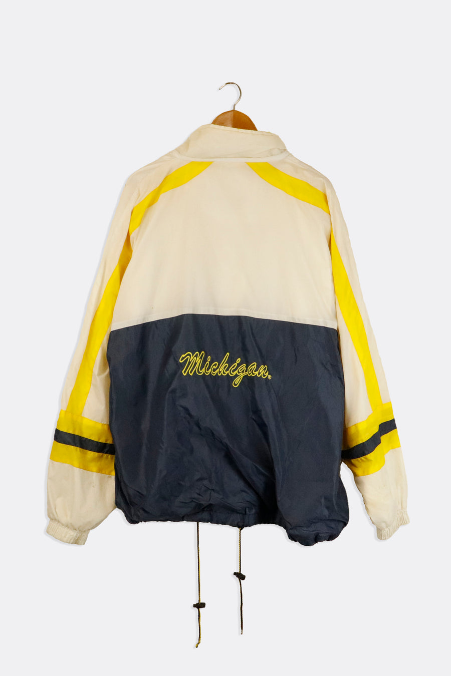 Vintage Michigan State Quarter State Large Kangaroo Pouch With Mesh Multicoloured Embroidered Warm Up Jacket Outerwear Sz XL