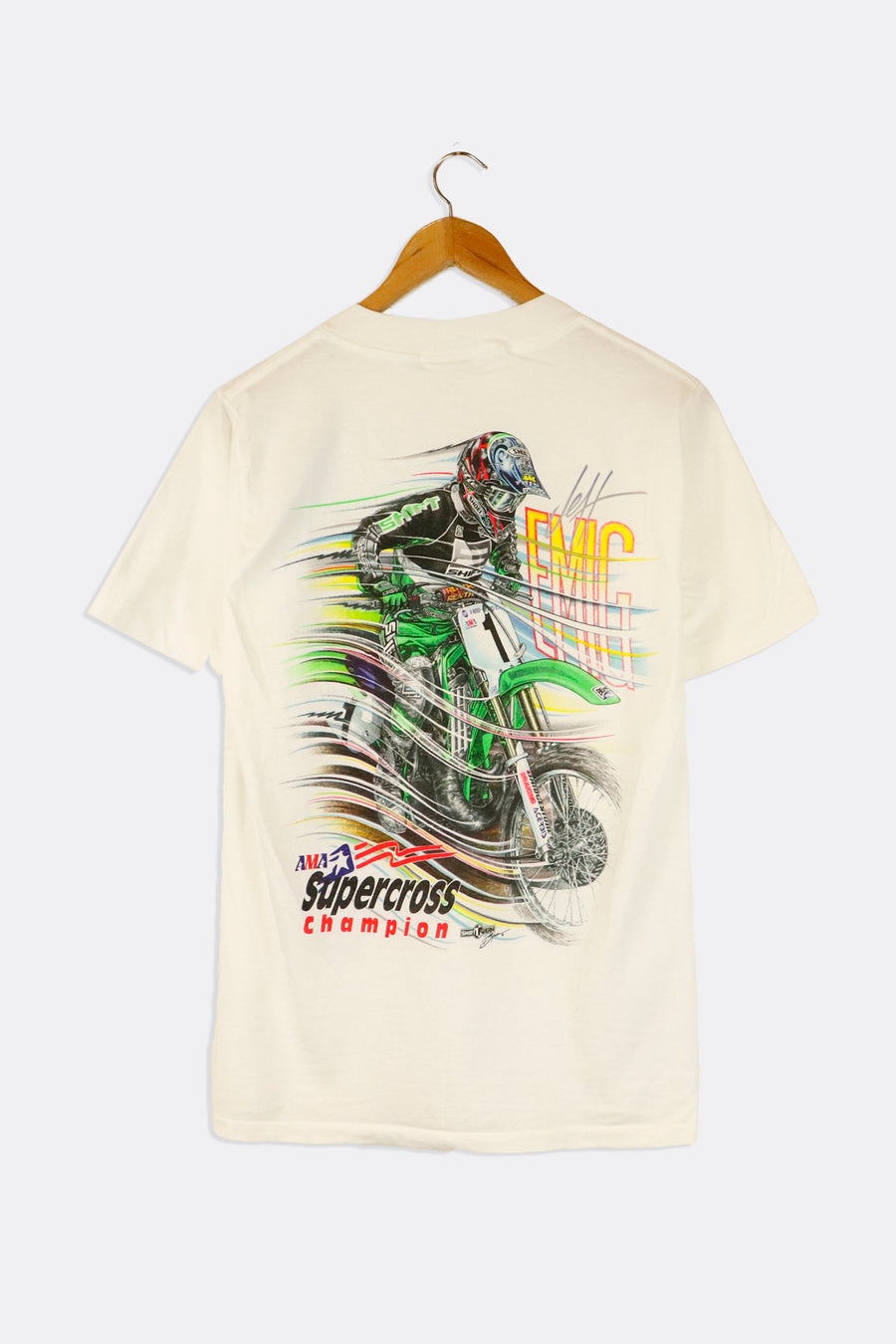 Vintage AMA Super Cross Champion Jeff Emig Graphic Vinyl T Shirt Sz S