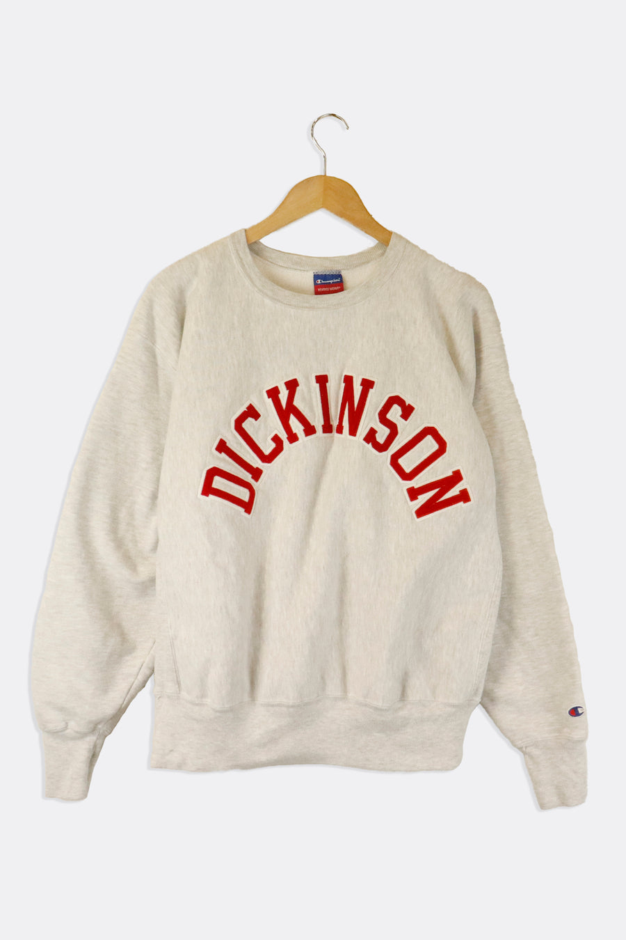 Vintage Varsity Dickinson Embroided Puffy Soft Large Red Font Outlined In White Sweatshirt Sz L