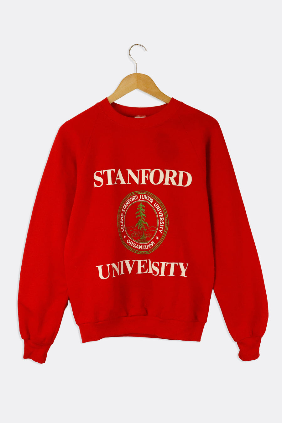 Vintage Standford University Vinyl Circle Logo With Pine Tree In Center White Font Sweatshirt Sz M