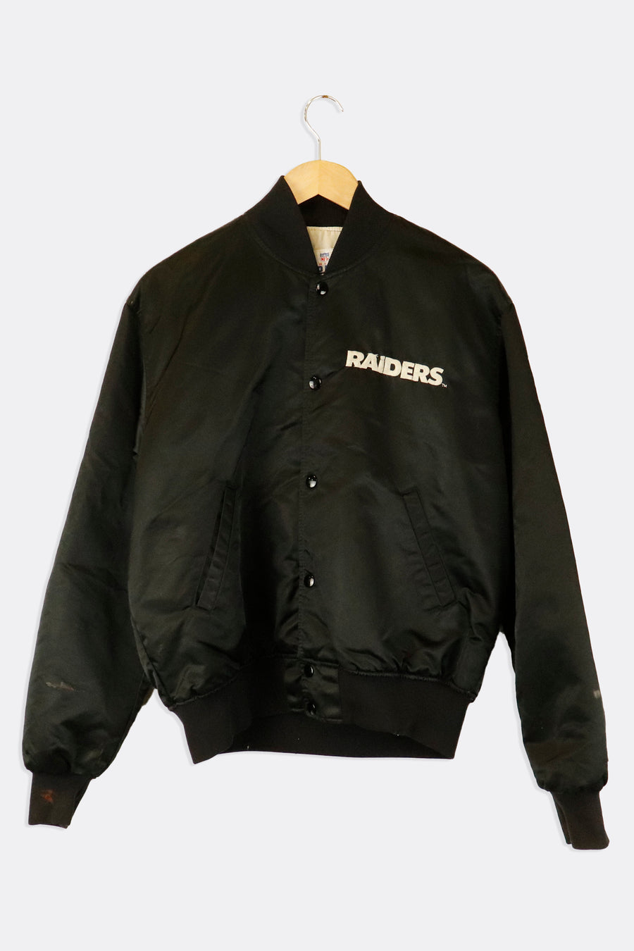 Vintage Starter NFL Los Angeles Raiders Embroided Offical NFL Logo And Team Logo Full Button Jacket Sz M
