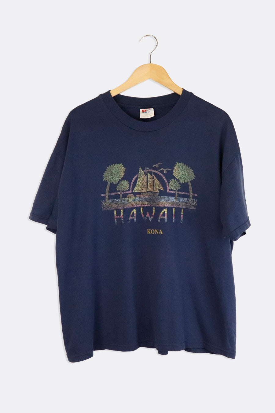Vintage Hawaii Palm Trees Sailboat Graphic T Shirt Sz XL