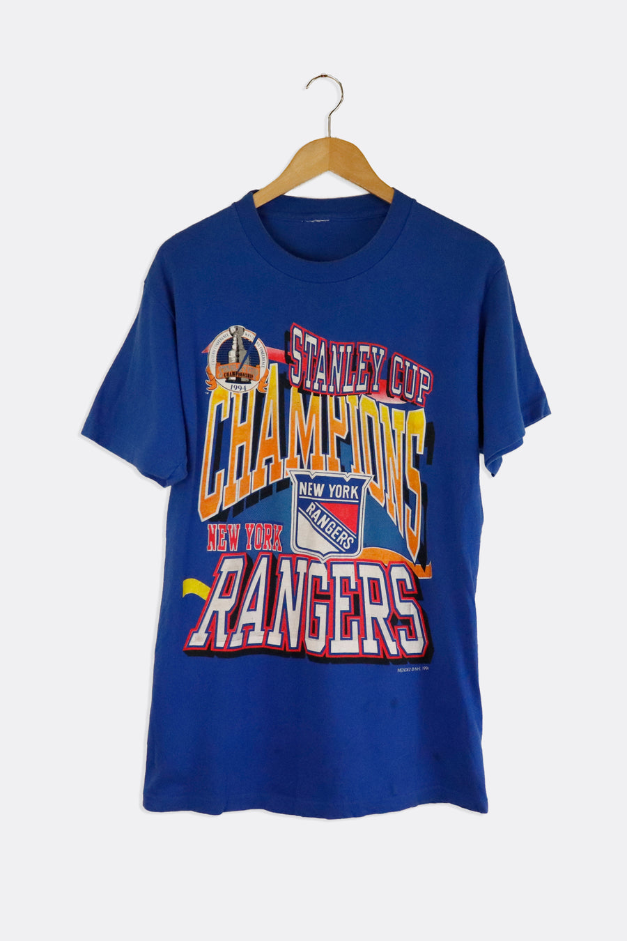 Vintage 1994 Stanley Cup Champions New York Rangers Block Letters Vinyl T Shirt Sz M