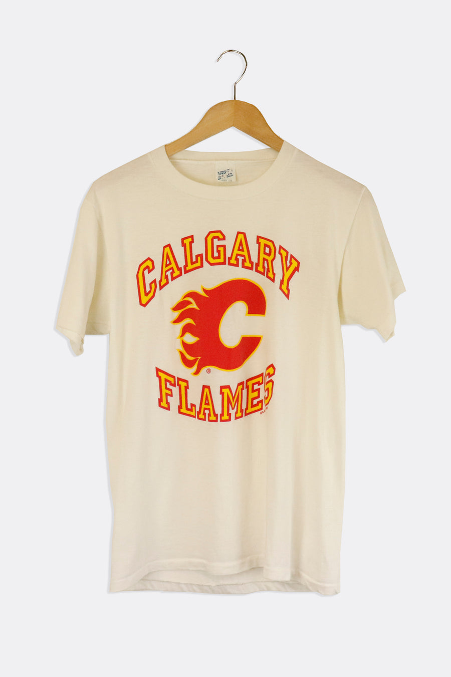 Vintage 1988 Calgary Flames Block Letter Graphic T Shirt Sz L