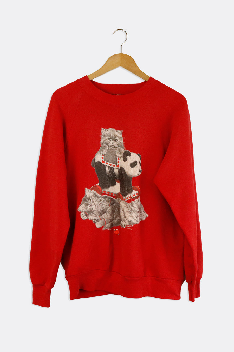 Vintage Kitten And Panda Crewneck Sweatshirt Sz L