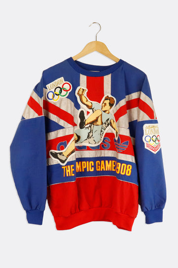 Vintage 1908 Olympic Games Adidas Uk Flag Crewneck Sweatshirt Sz S