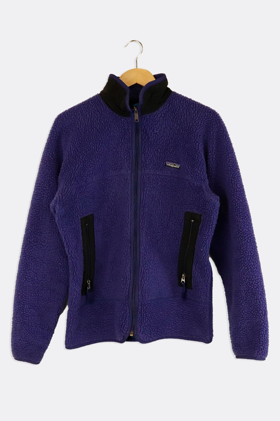 Vintage Patagonia Black Collar And Zipper Jacket Sz M