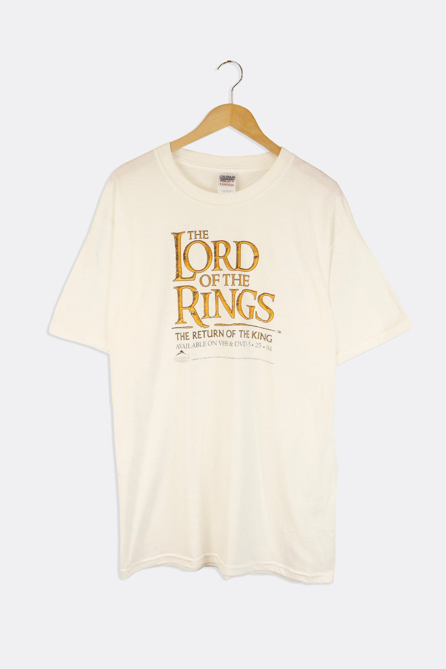Vintage 2004 The Lord Of The Rings Return Of The King On VHS And DVD Vinyl T Shirt Sz L