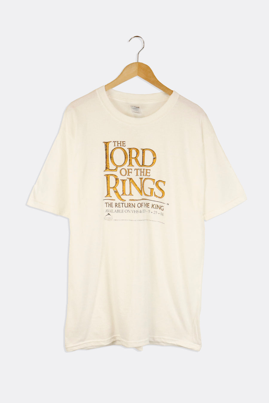 Vintage 2004 The Lord Of The Rings Return Of The King Release On DVD And VHS Vinyl T Shirt Sz L