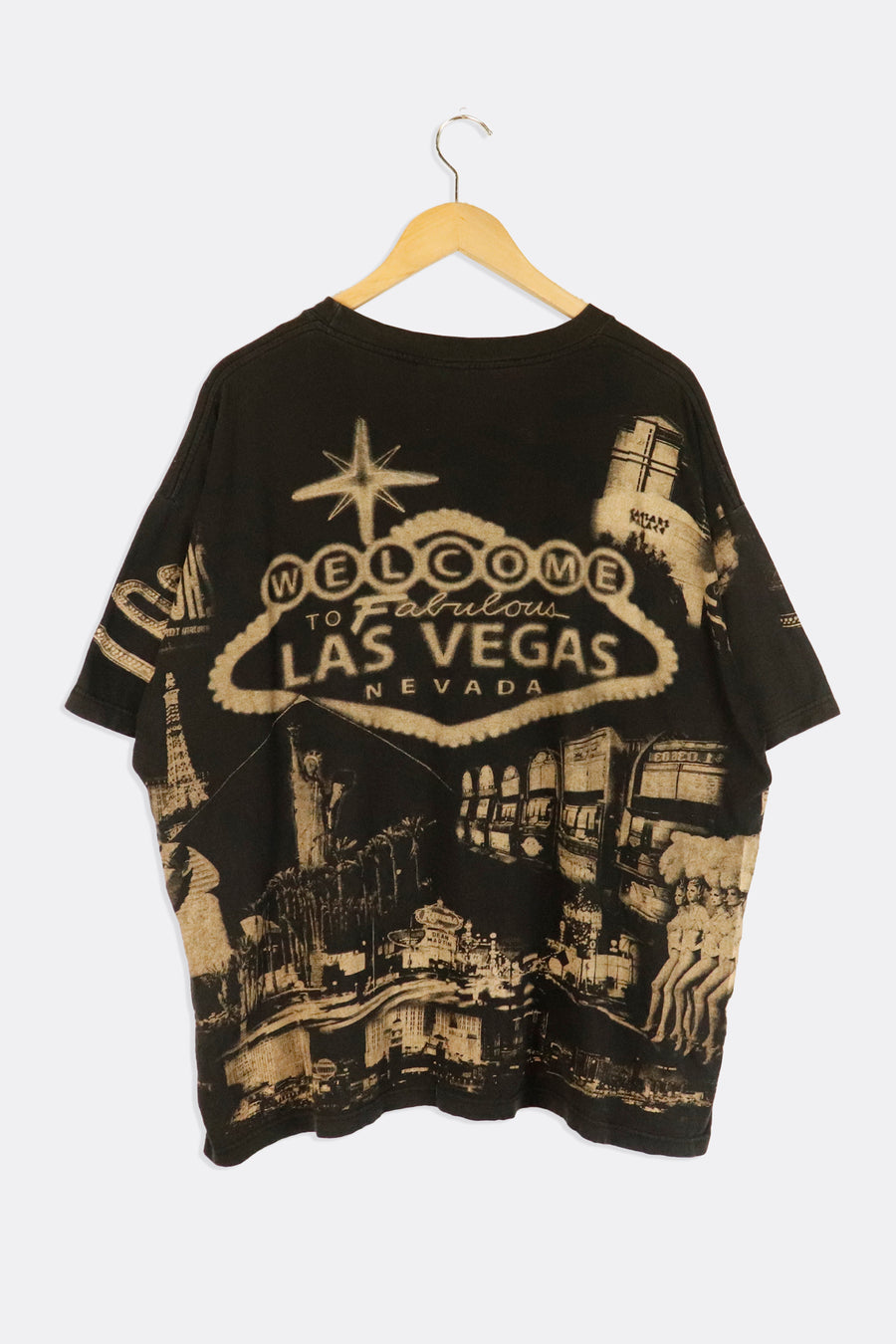 Vintage Las Vegas Sign And Strip All Over Faded Print T Shirt Sz 2XL