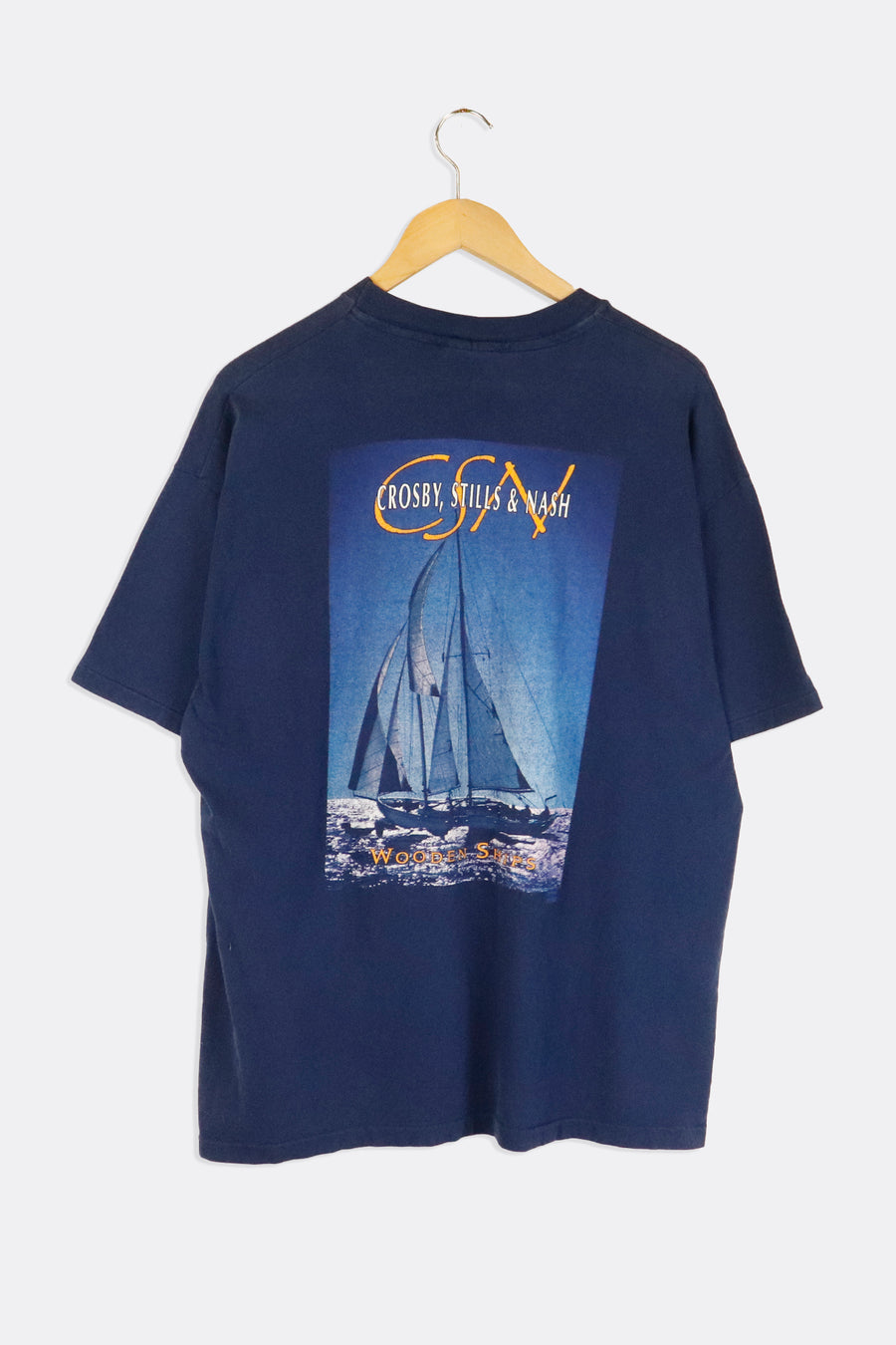Vintage Crosby Stills And Nash Wooden Ships Album Cover And Lyrics T Shirt Sz XL
