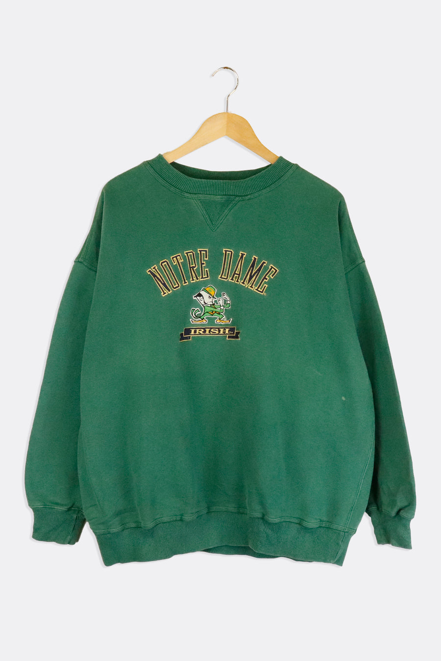 Vintage NCAA Notre Dame Embroidered Irish And Leprechaun Mascot Sweatshirt Sz L