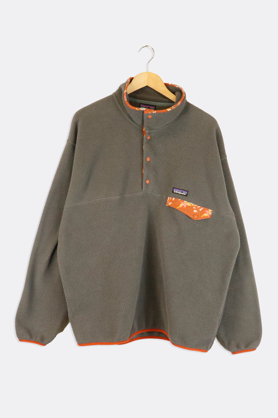 Vintage Patagonia Pullover Half Button Floral Pattern On Pocket And Cuffs Outerwear Sz XL