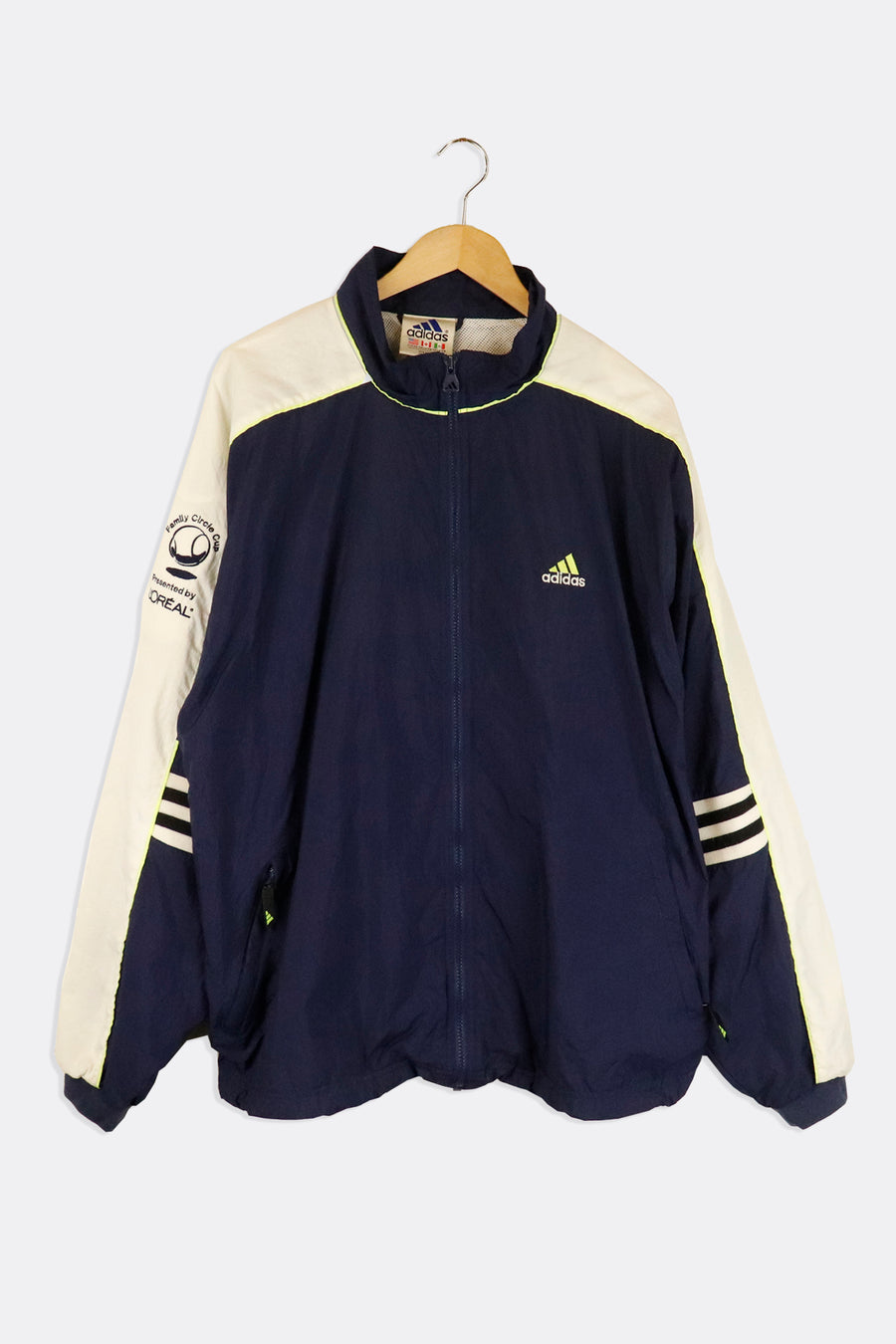 Vintage Adidas Family Circl Club Tennis Full Zip Embroidered Rain Jacket Sz XL