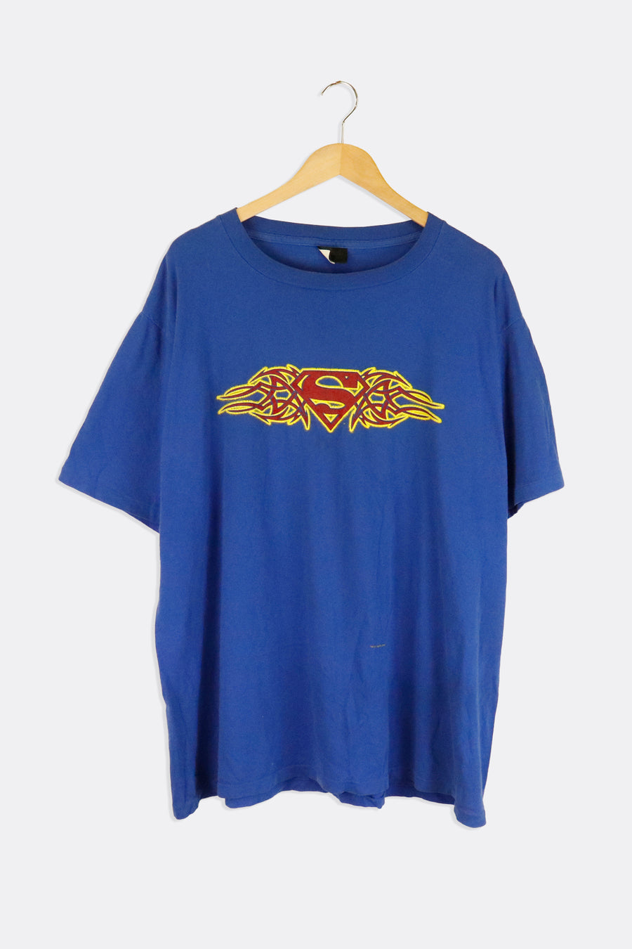 Vintage 1999 DC Comic Superman Logo Vinyl Graphic T Shirt Sz XL