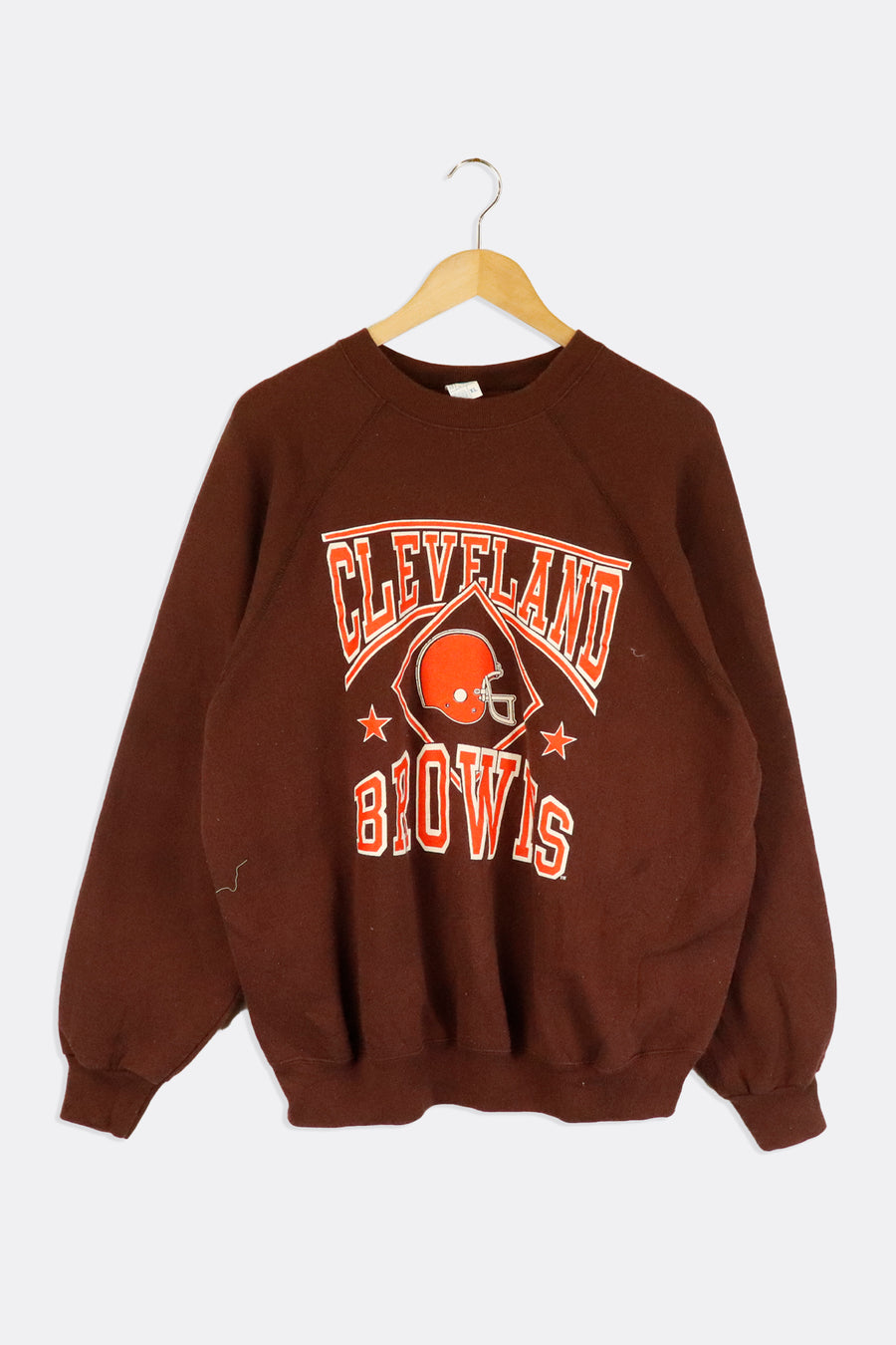 Vintage NFL Cleveland Browns Vinyl Font And Helmet In Team Colours Graphic Sweatshirt Sz XL