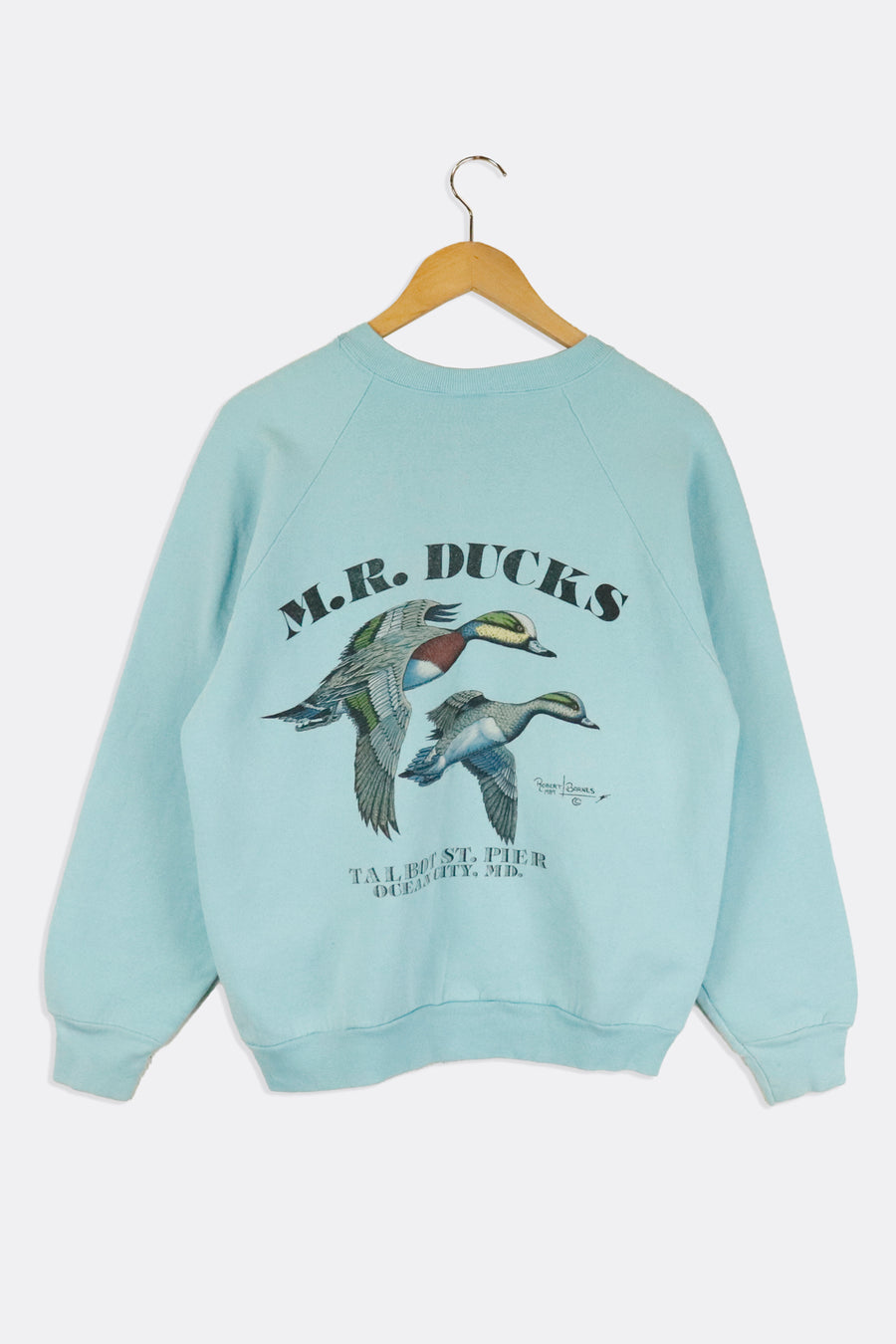 Vintage 1989 Mr Ducks Two Ducks Flying Painting Style Graphic Sweatshirt Sz L