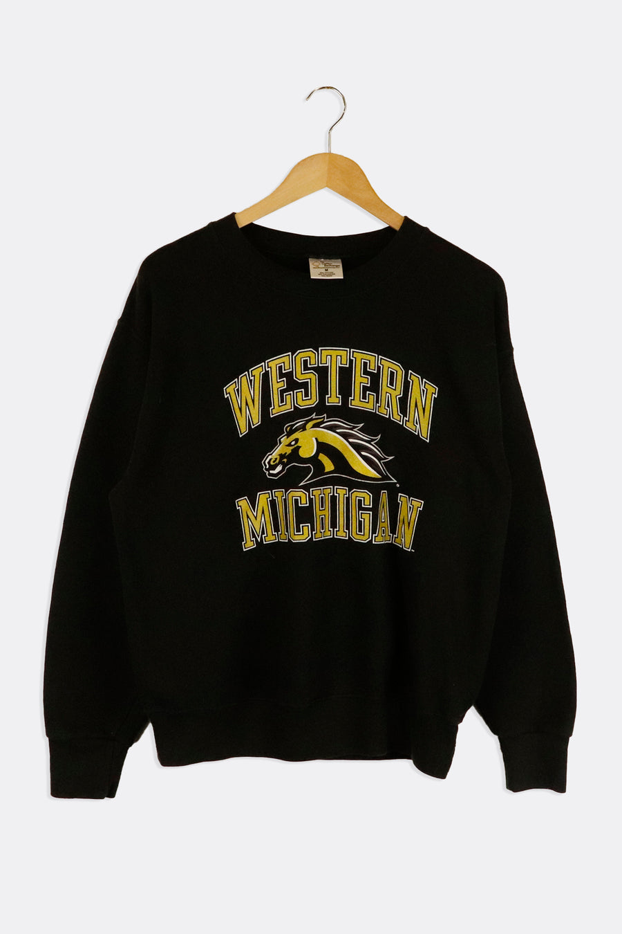 Vintage Western Michigan Gold Horse Mascot And Font Vinyl Sweatshirt Sz M