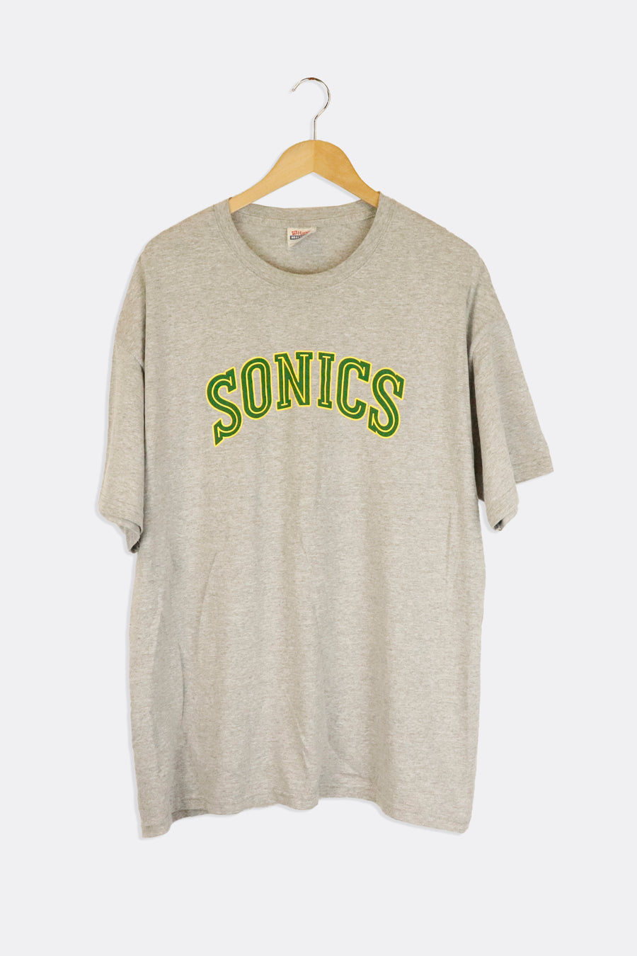 Vintage NBA Seattle Sonics Large Font Green Vinyl T Shirt Sz XL