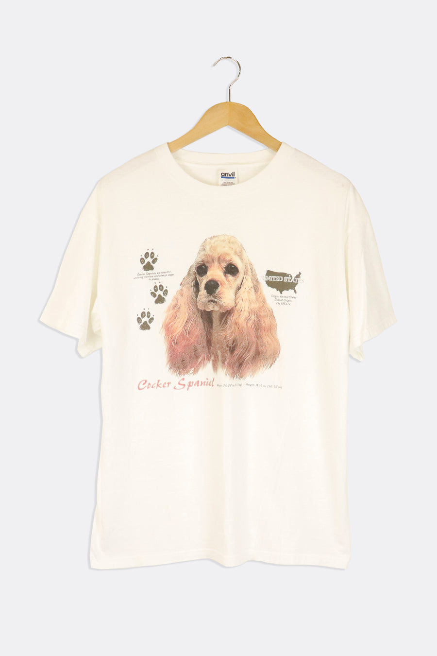Vintage Cocker Spaniel Face Portrait And Facts Graphic T Shirt Sz L