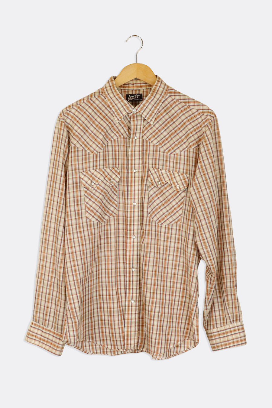 Vintage Levis Plaid Collared Button Up Longsleeve T Shirt Sz L