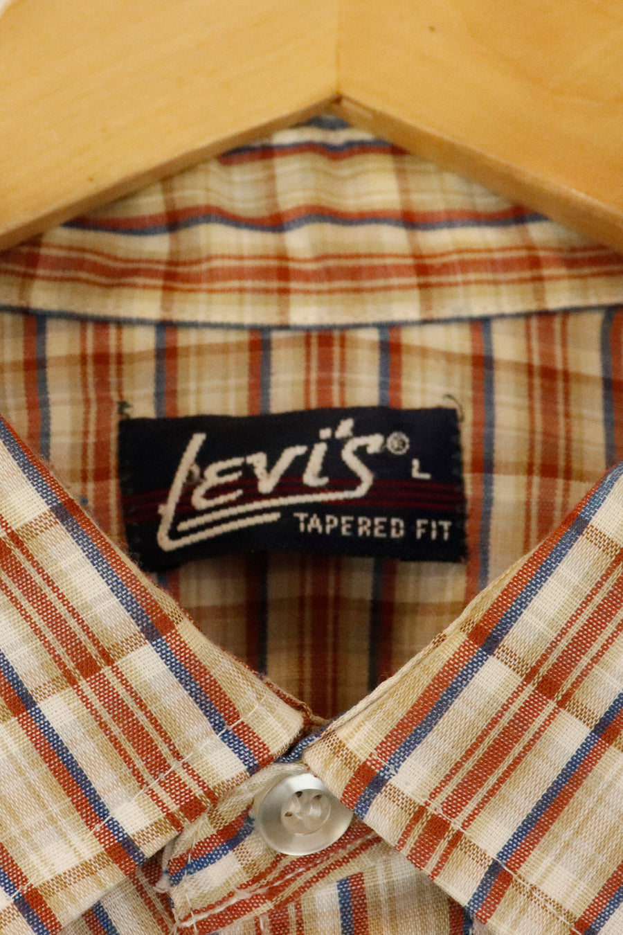 Vintage Levis Plaid Collared Button Up Longsleeve T Shirt Sz L