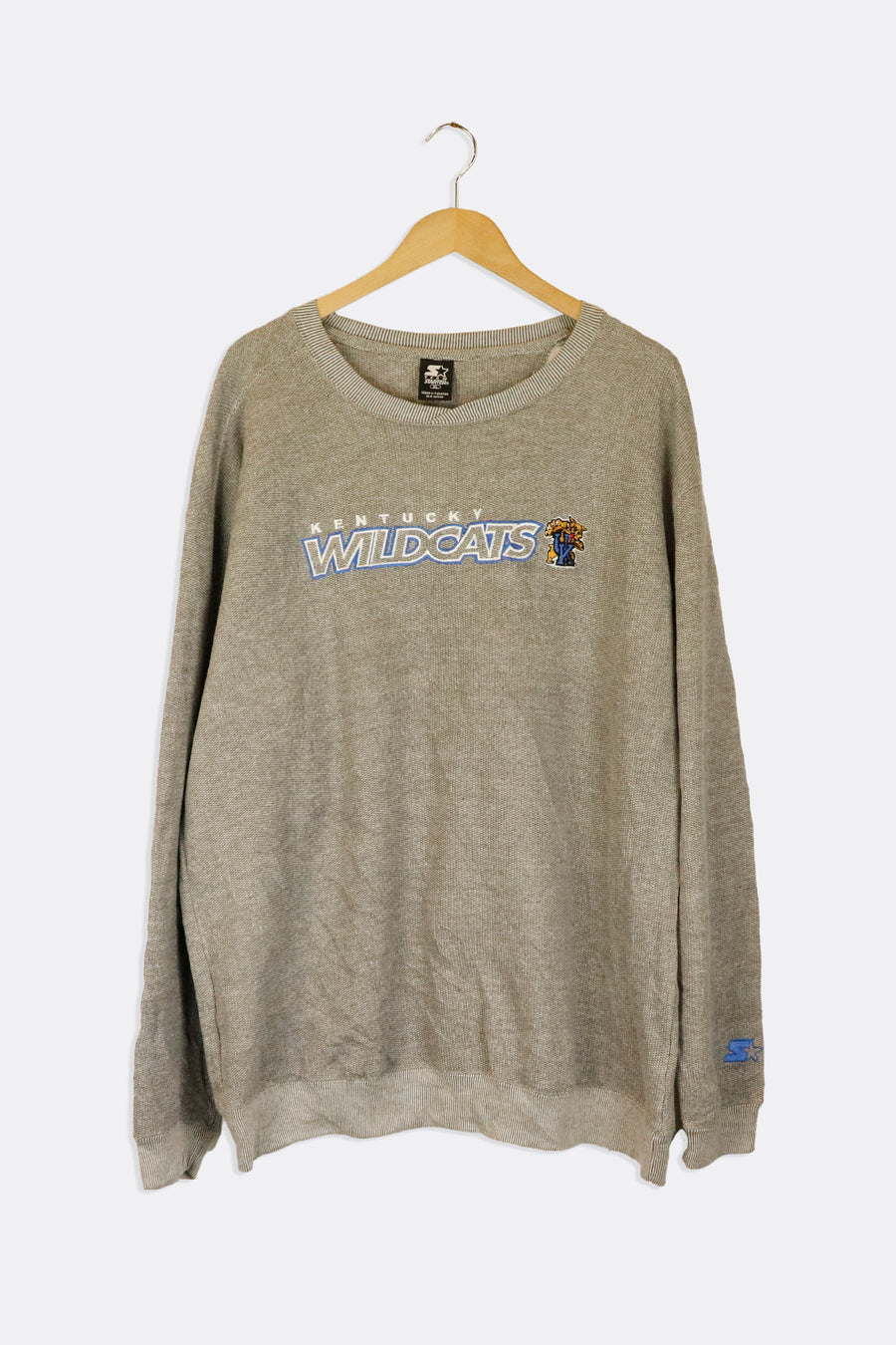 Vintage Starter NCAA Kentucky Wildcats Waffle Knit Embroidered Font And Logo Sweatshirt Sz XL