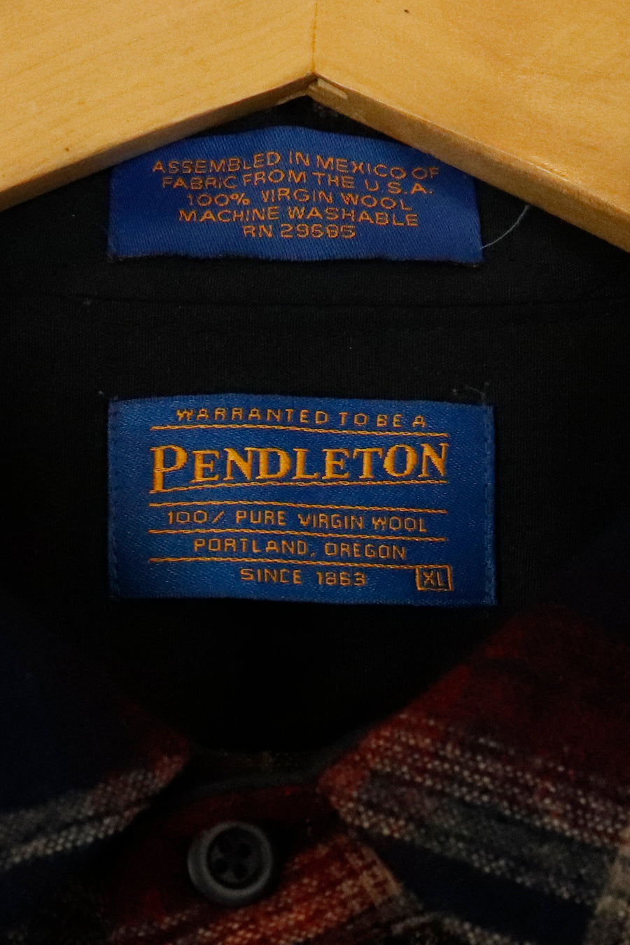 Vintage Pendleton Collared Plaid Full Button Up Jacket Sz XL