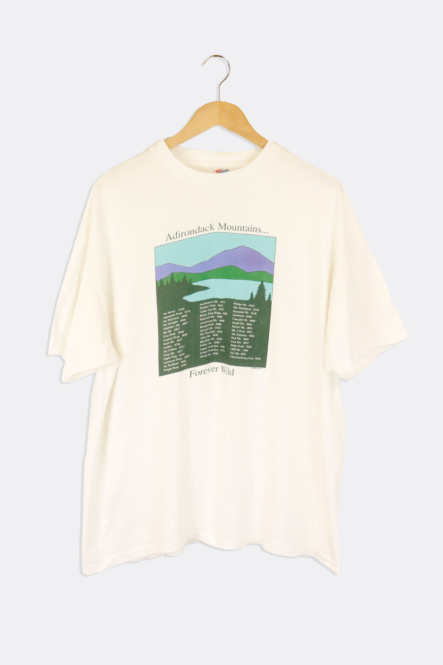 Vintage 1994 Adirondack Mountains List Of Peaks Graphic T Shirt Sz XL