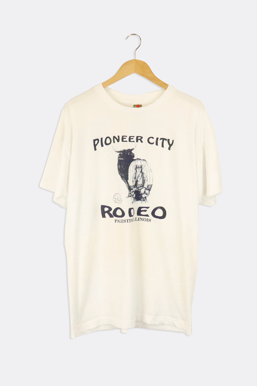 Vintage Pioneer City Rodeo Illinois Clown And Bull Graphic T Shirt Sz XL